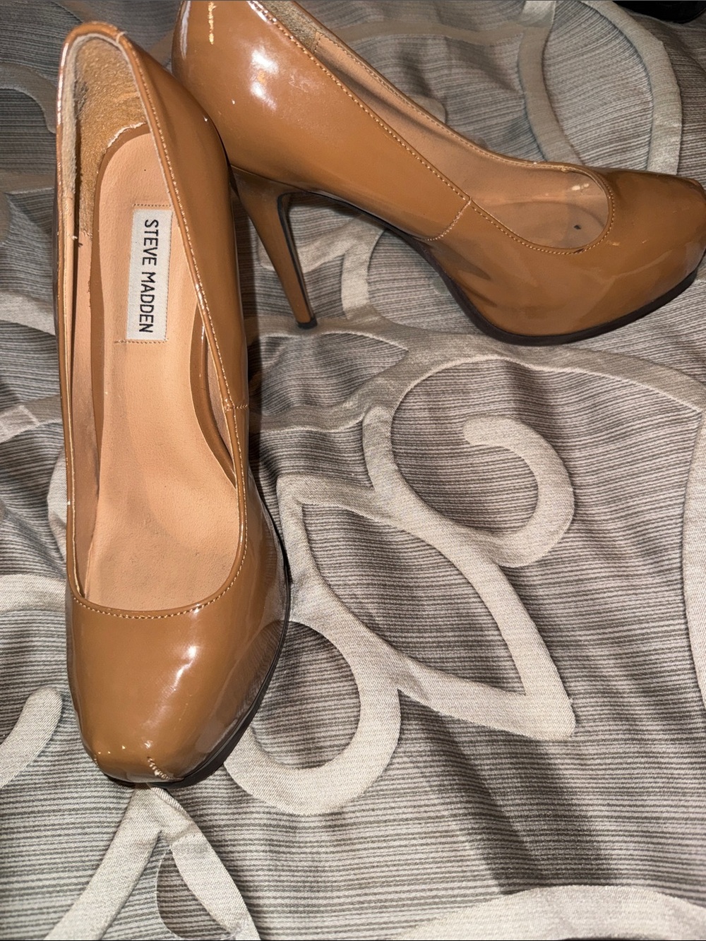 Steve Madden Nude Tan Patent Leather High Heel Pumps